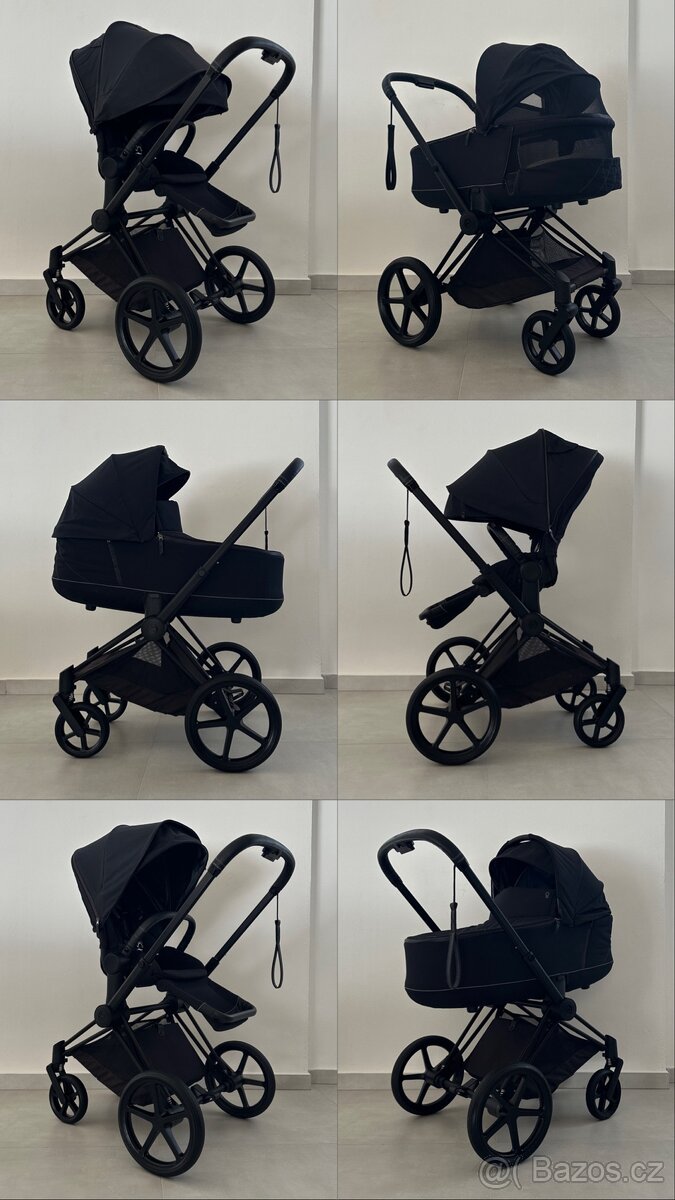 Kočárek Cybex Priam Black Matt & Deep Black