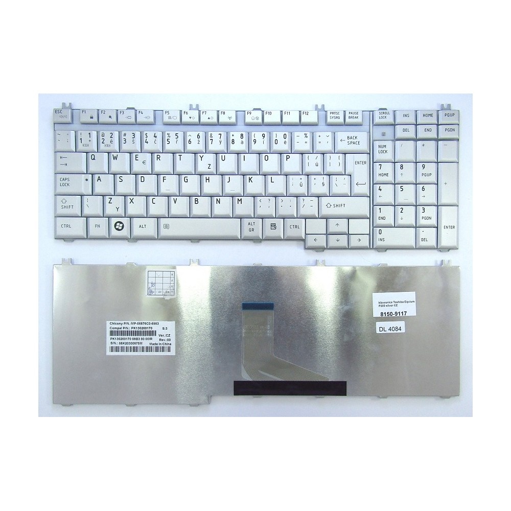 česká klávesnice Toshiba Equium P200 P205 X205 stříbrná CZ