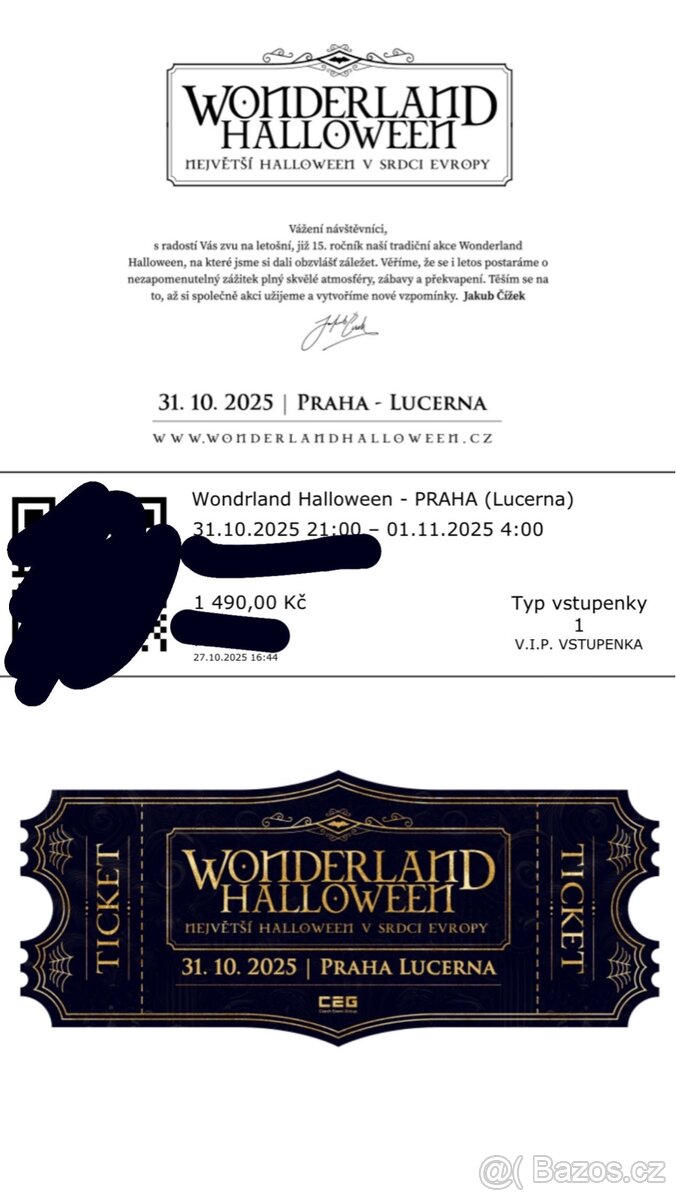 Vstupenky na Wonderland Halloween VIP