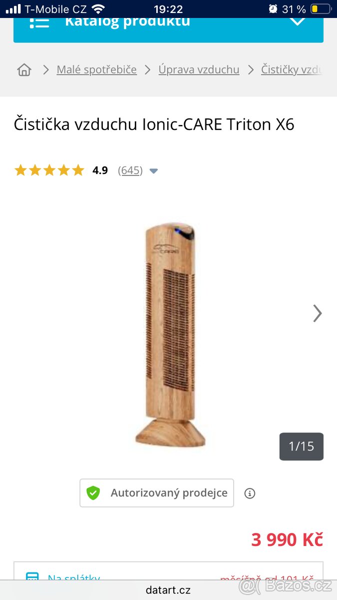 Čistička vzduchu Ionic Care Triton X6 s ionizátorem dekor dř