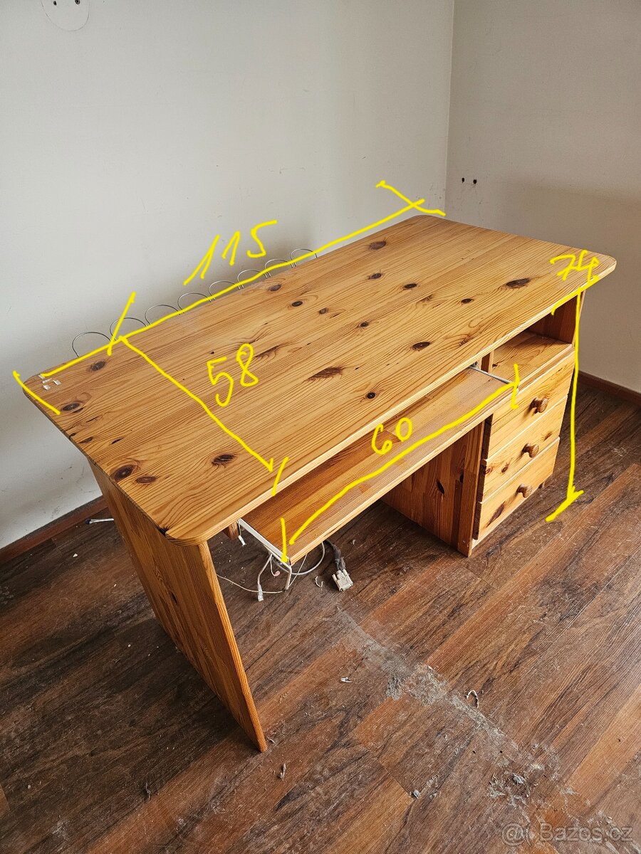 Pracovní stůl borovice masiv malý
