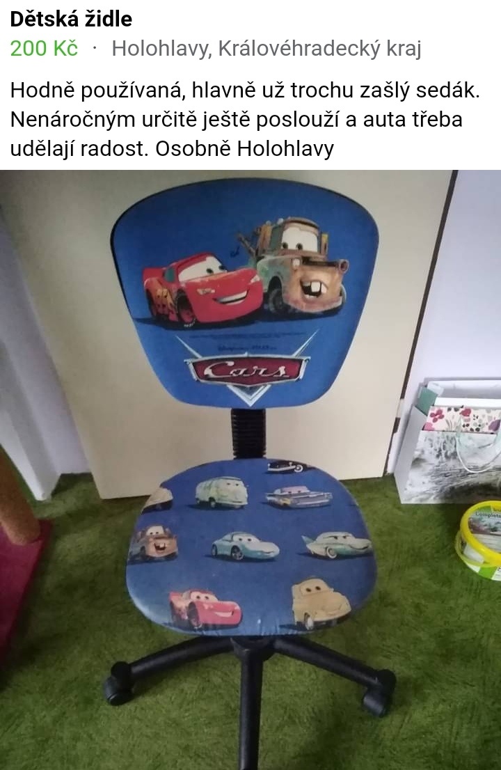 Dětská židle cars