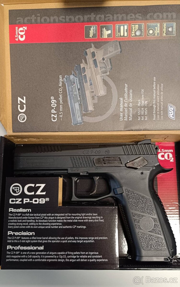 Pistole CO2 ASG CZ P09 blowback 4,5mm