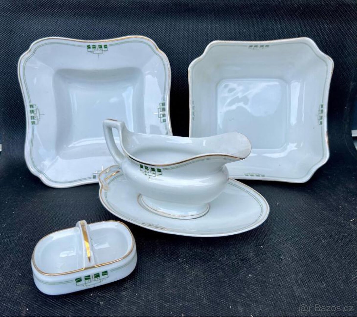 ART DECO - SADA PORCELÁNU, MÍSA, OMÁČNÍK