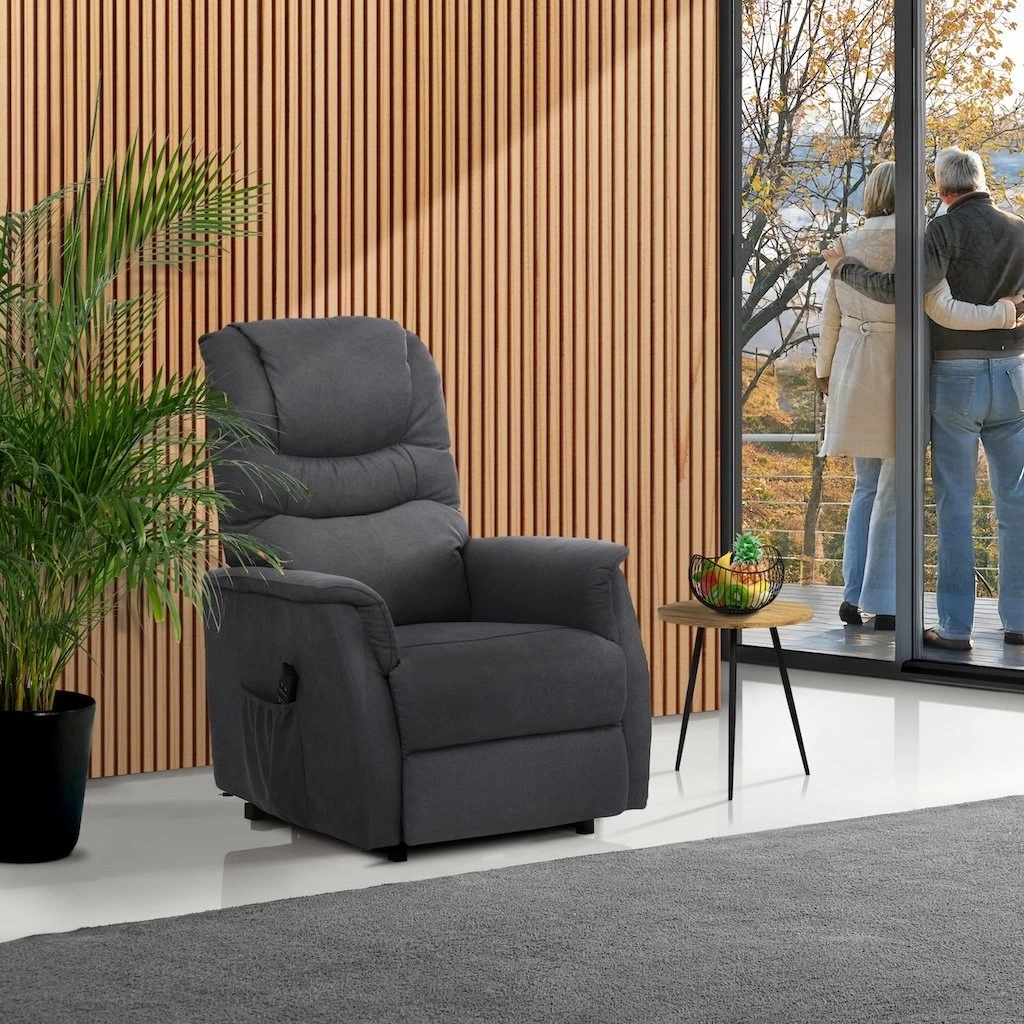 TV a relaxační křeslo s elektrickým ovládáním, potah šedá lá