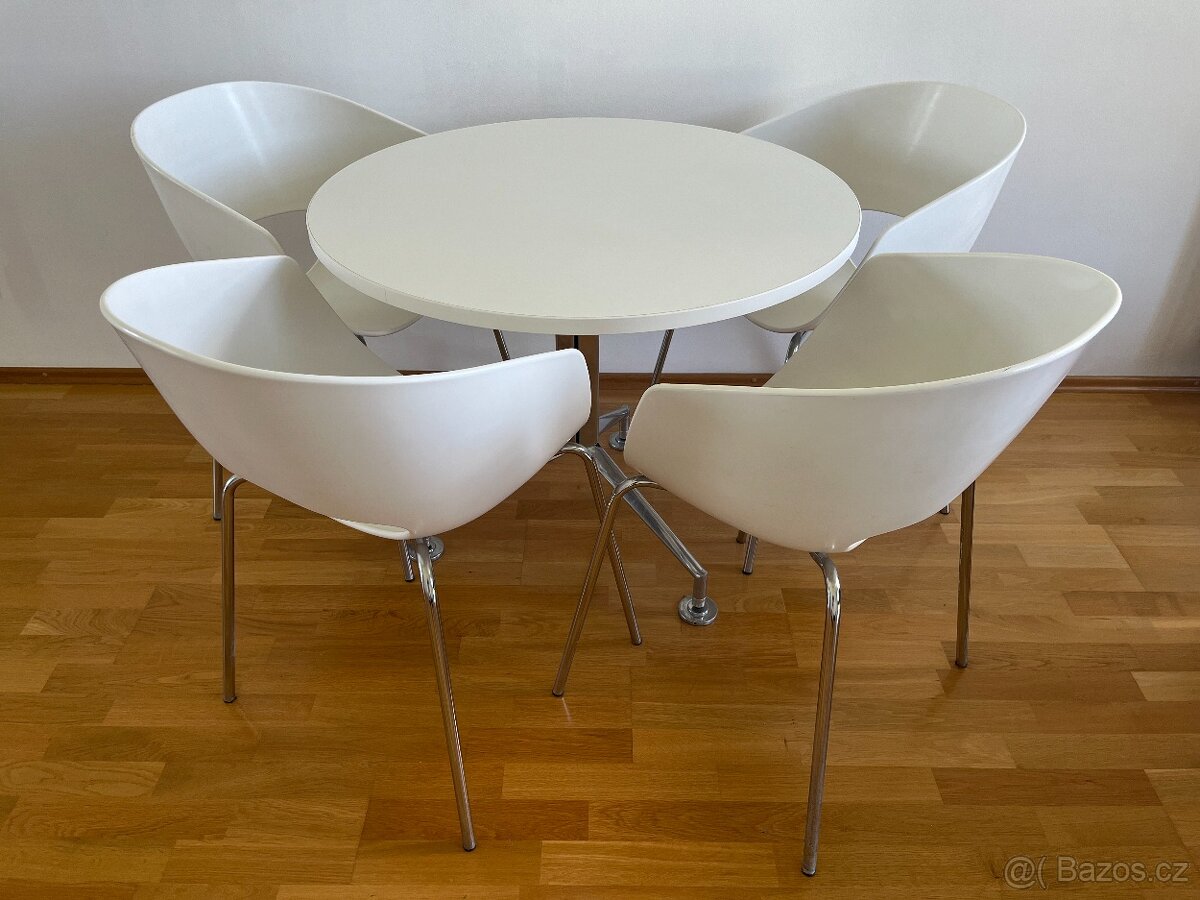 4x židle SINTESI HIREK ORBIT LARGE + kulatý stůl průměr 80cm