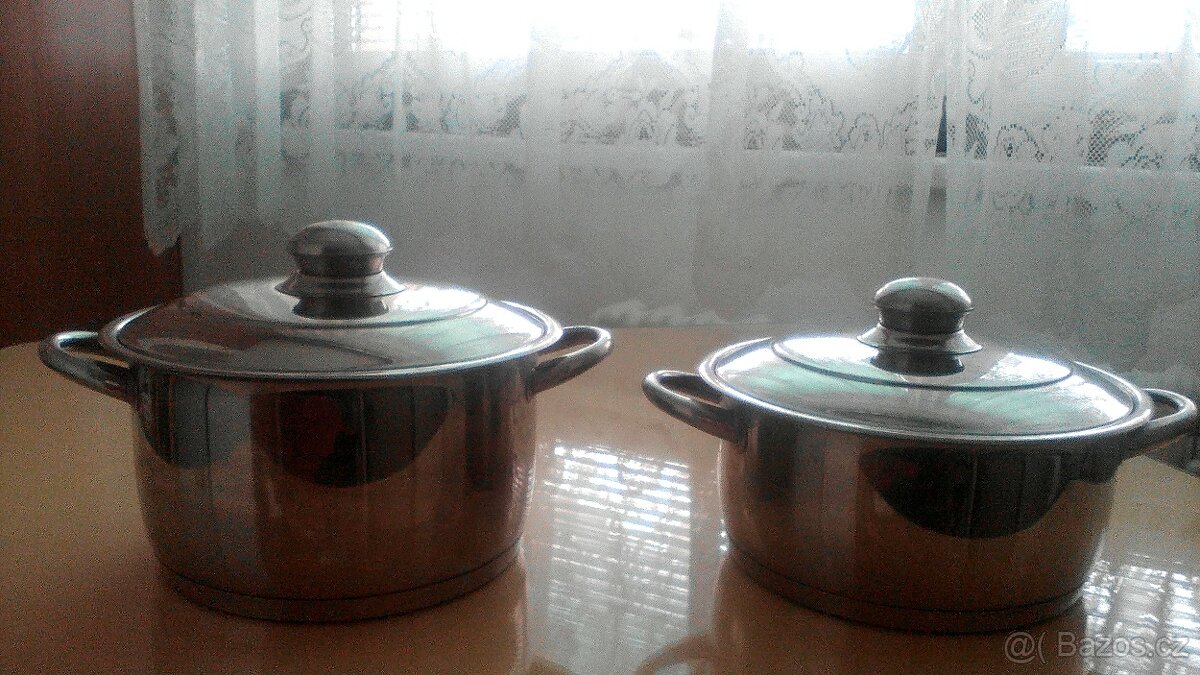 Retro nádobí - hrnec + kastrol z nerezu