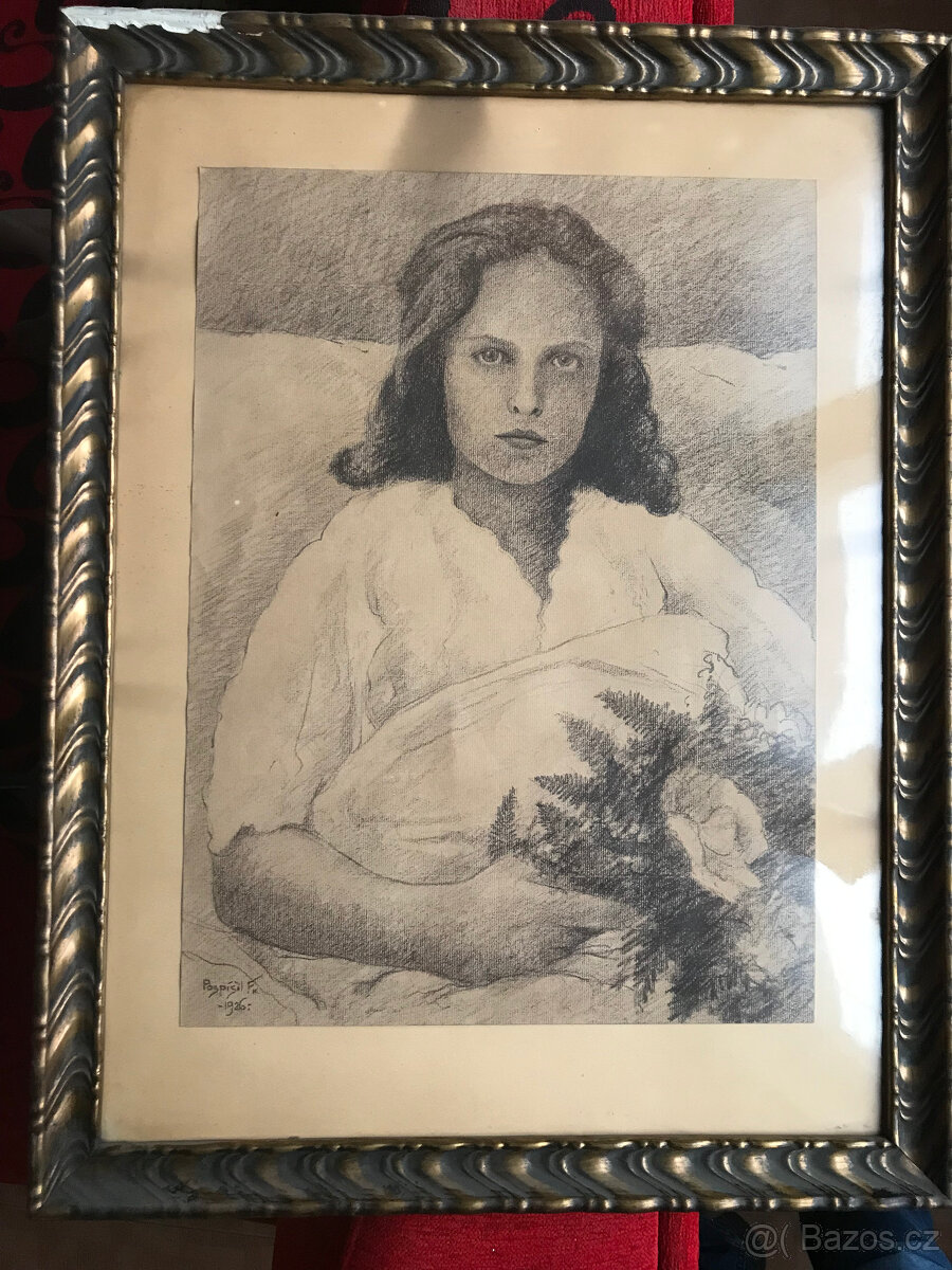 Obraz "Portrét dívky", František Pospíšil