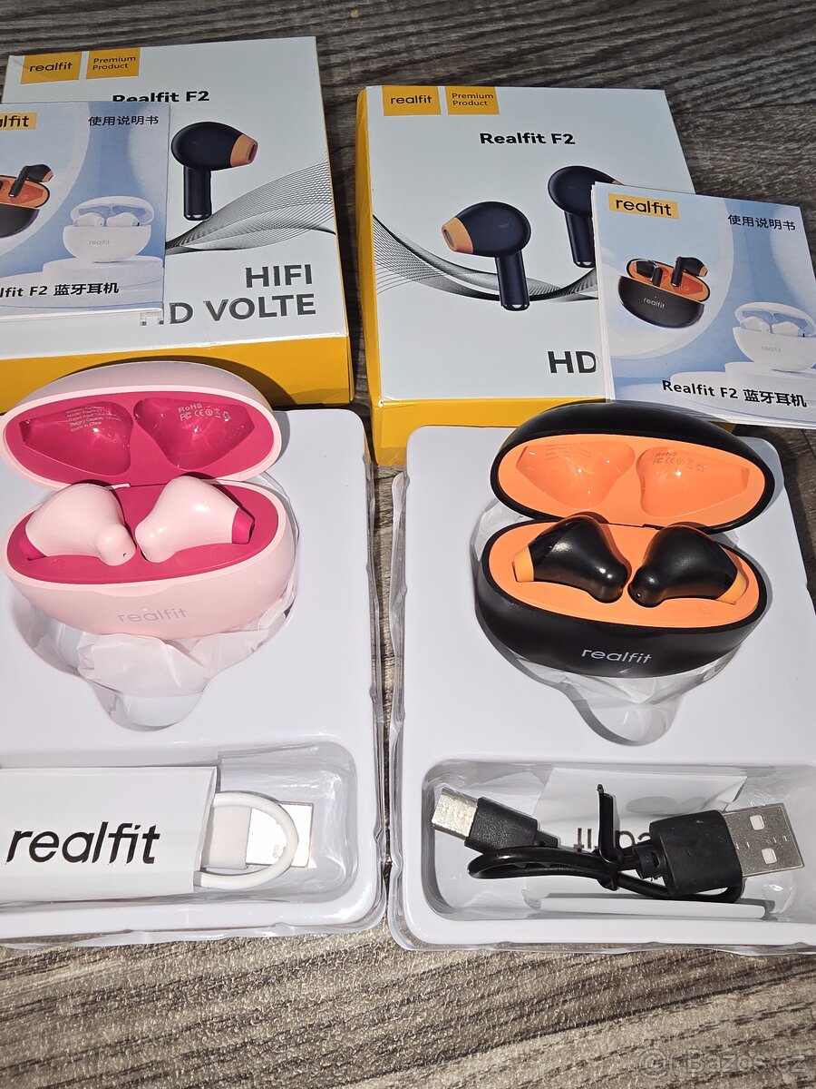 Bezdrátová sluchátka do uší Real-fit F2 - True Wireless TWS