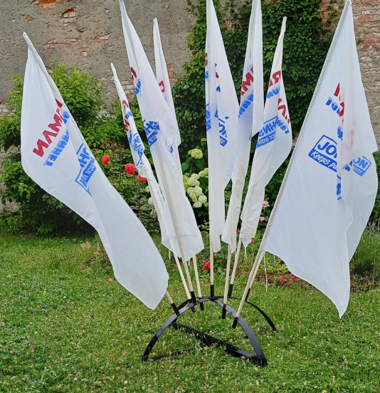 Reklamní poutač - vlajkonoš s 9 tyčemi, skládací