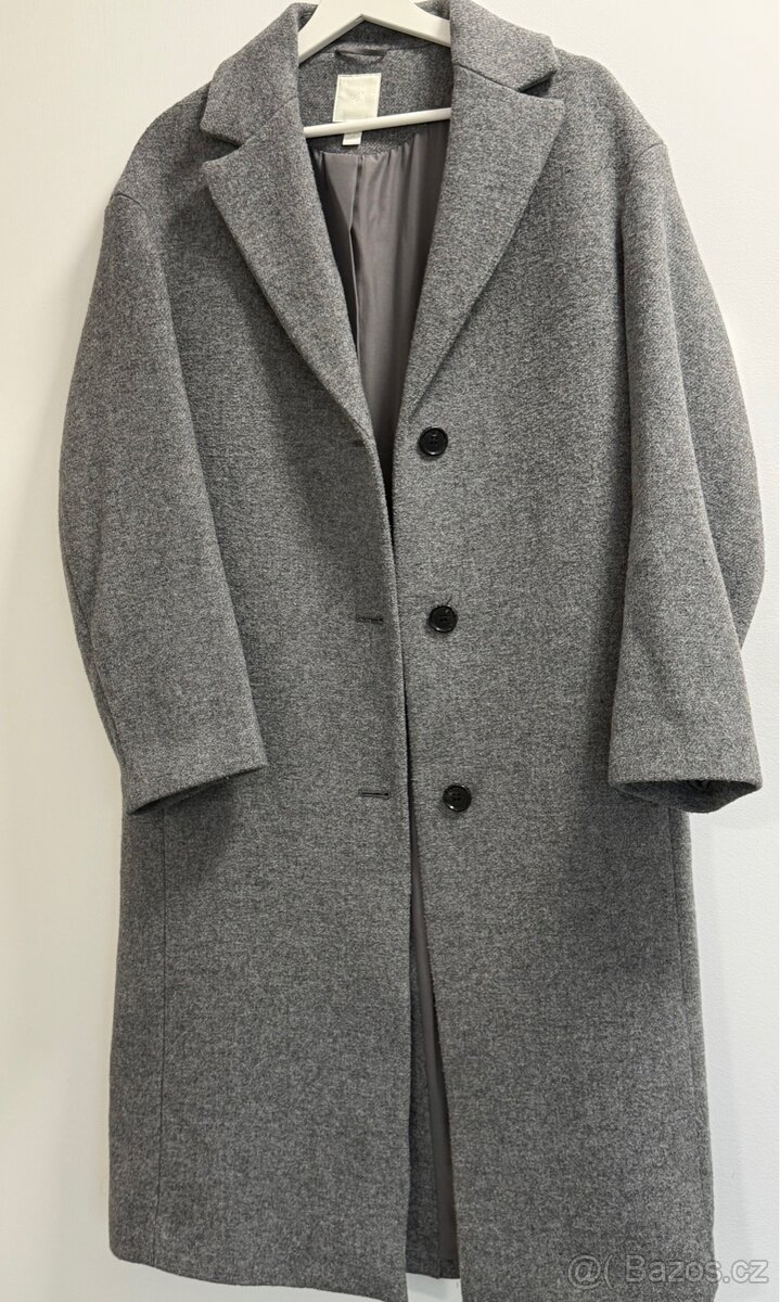 Prodám dámský kabát H&M, velikost S, šedá barva