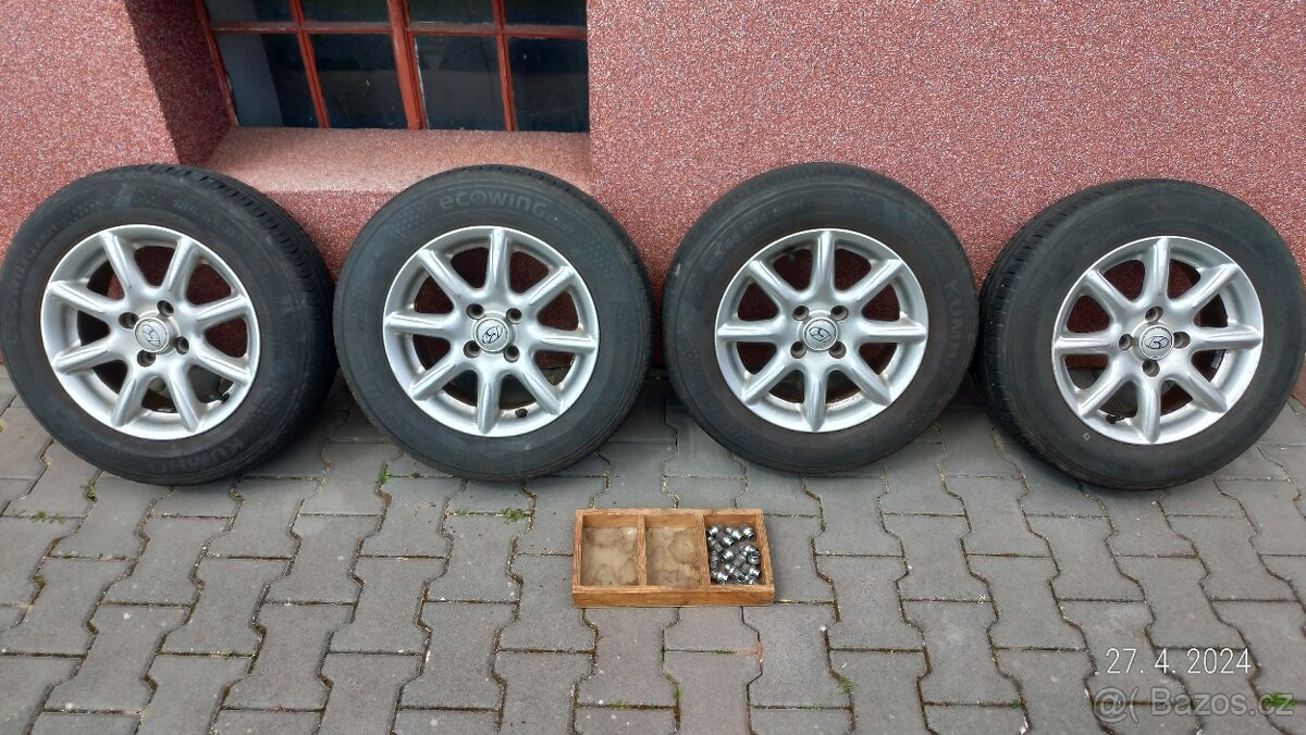 Alu disky 6.0J x 14, ET38, 4 x 100, Hyundai, pneu a matice
