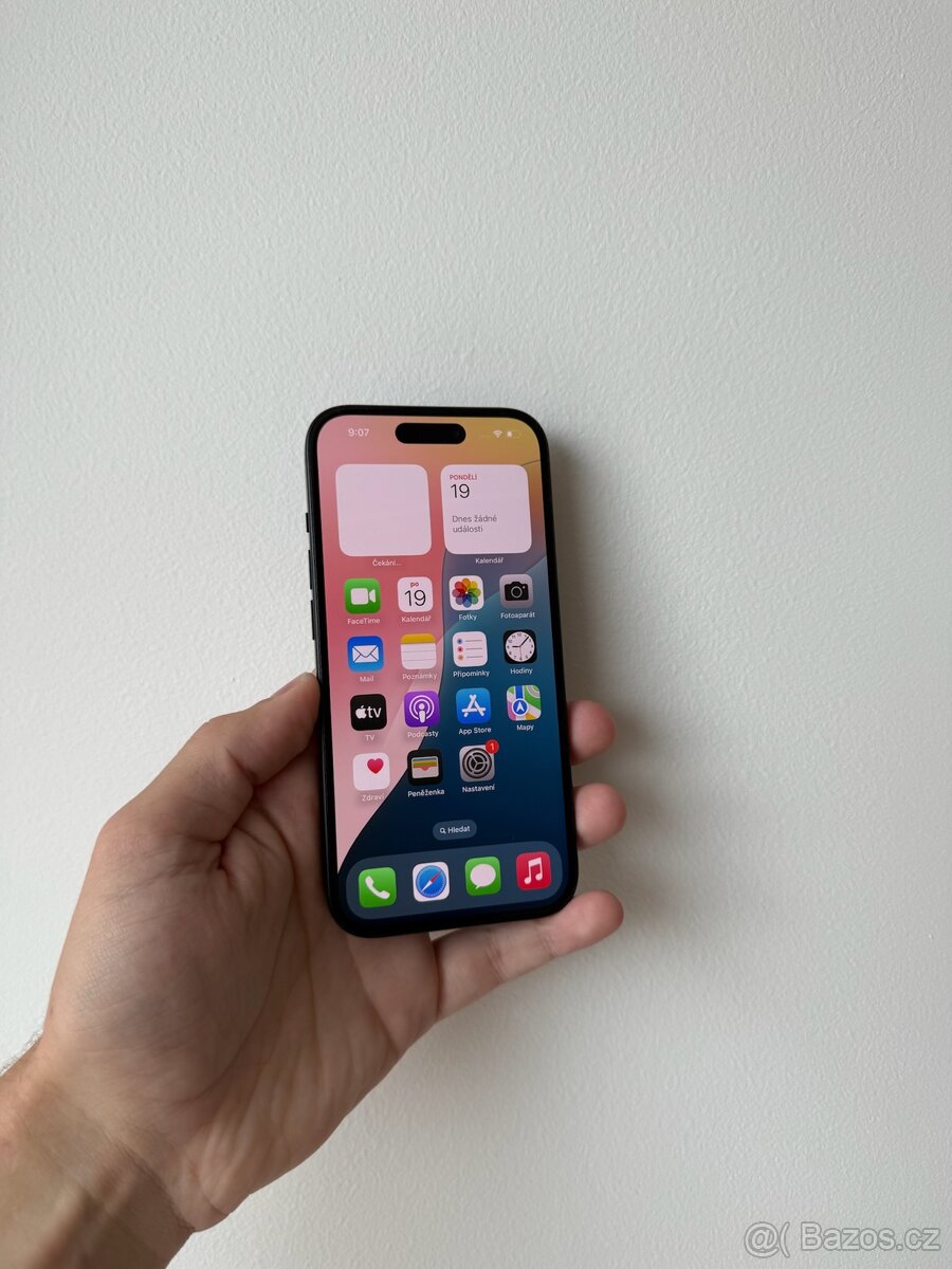APPLE IPHONE 15 256GB ČERNÝ-BATERIE 99%-ZÁRUKA