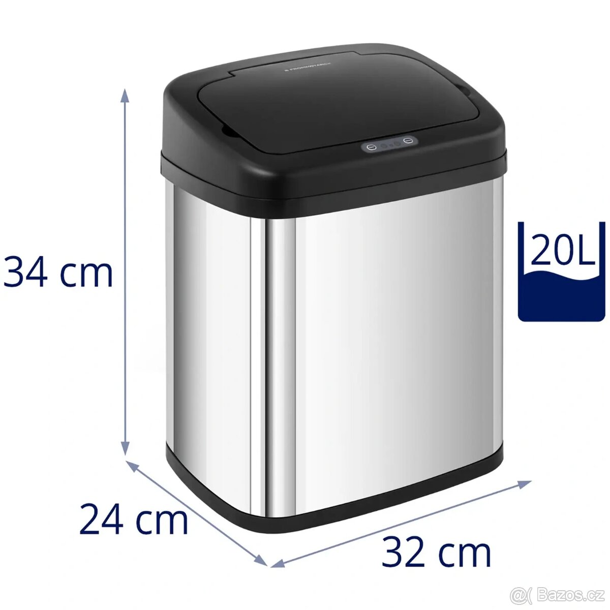 Bezdotykový odpadkový koš - 20 l - hranatý
