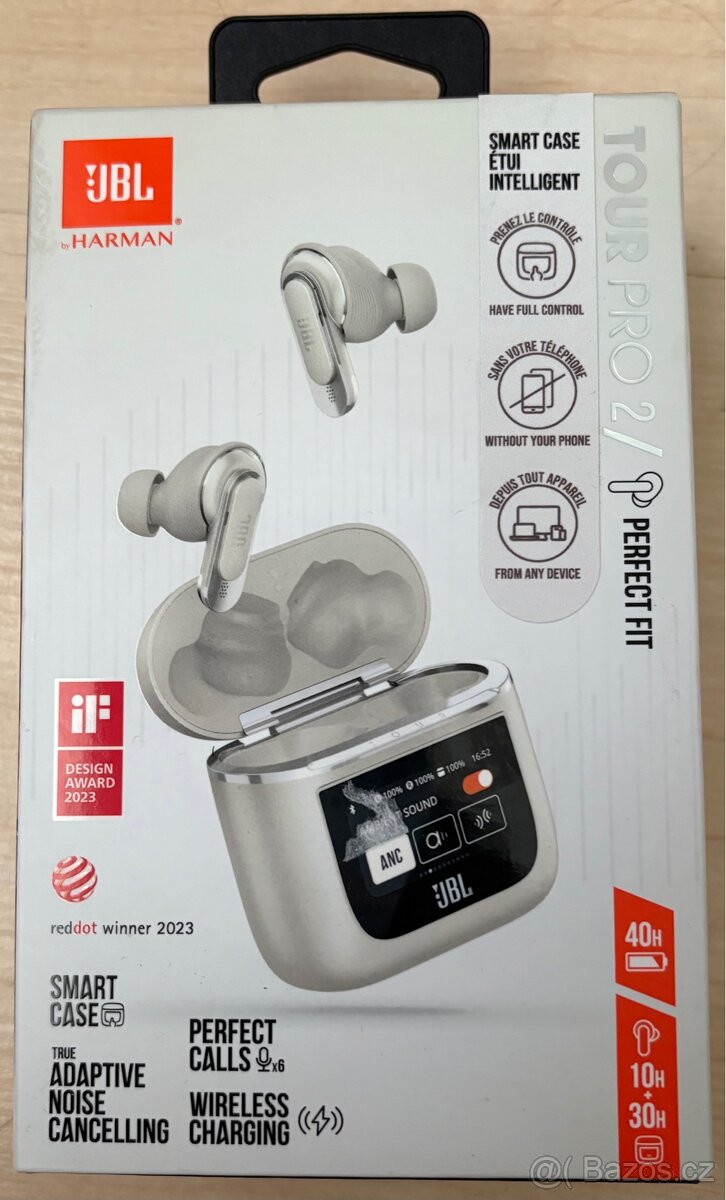 Prodám bezdrátová sluchátka JBL Tour Pro 2 bílá