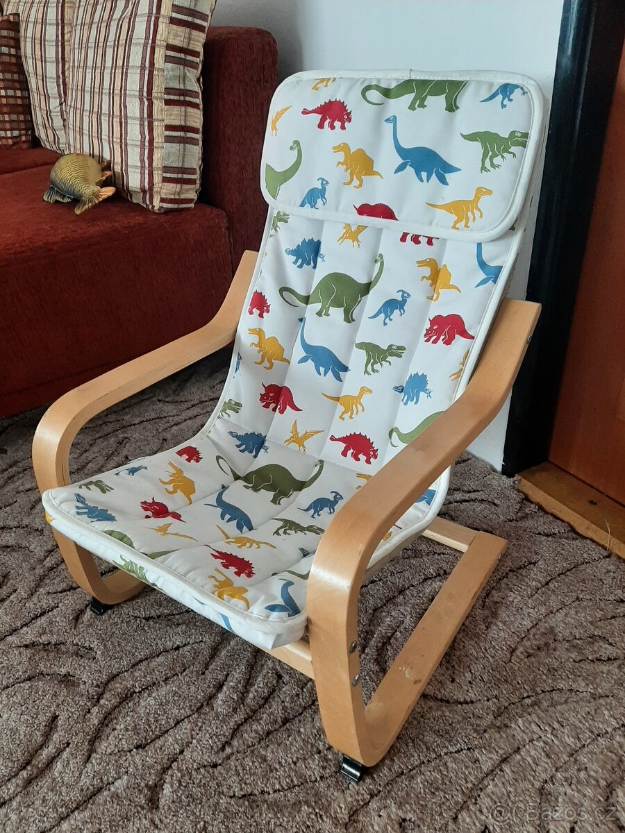 Ikea Poang dětské křeslo Dinosauři