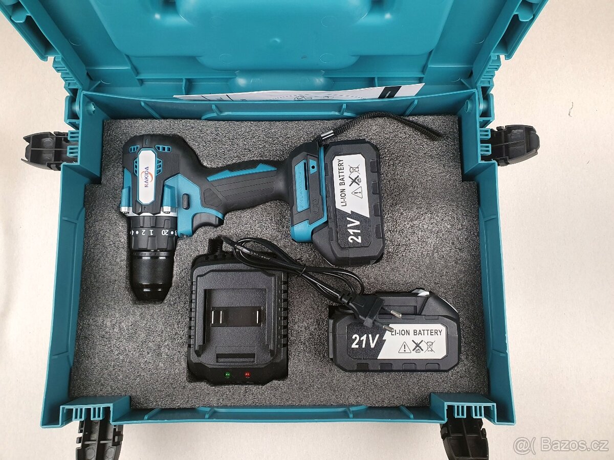 Aku Vrtačka s příklepem- 2x baterie 21V