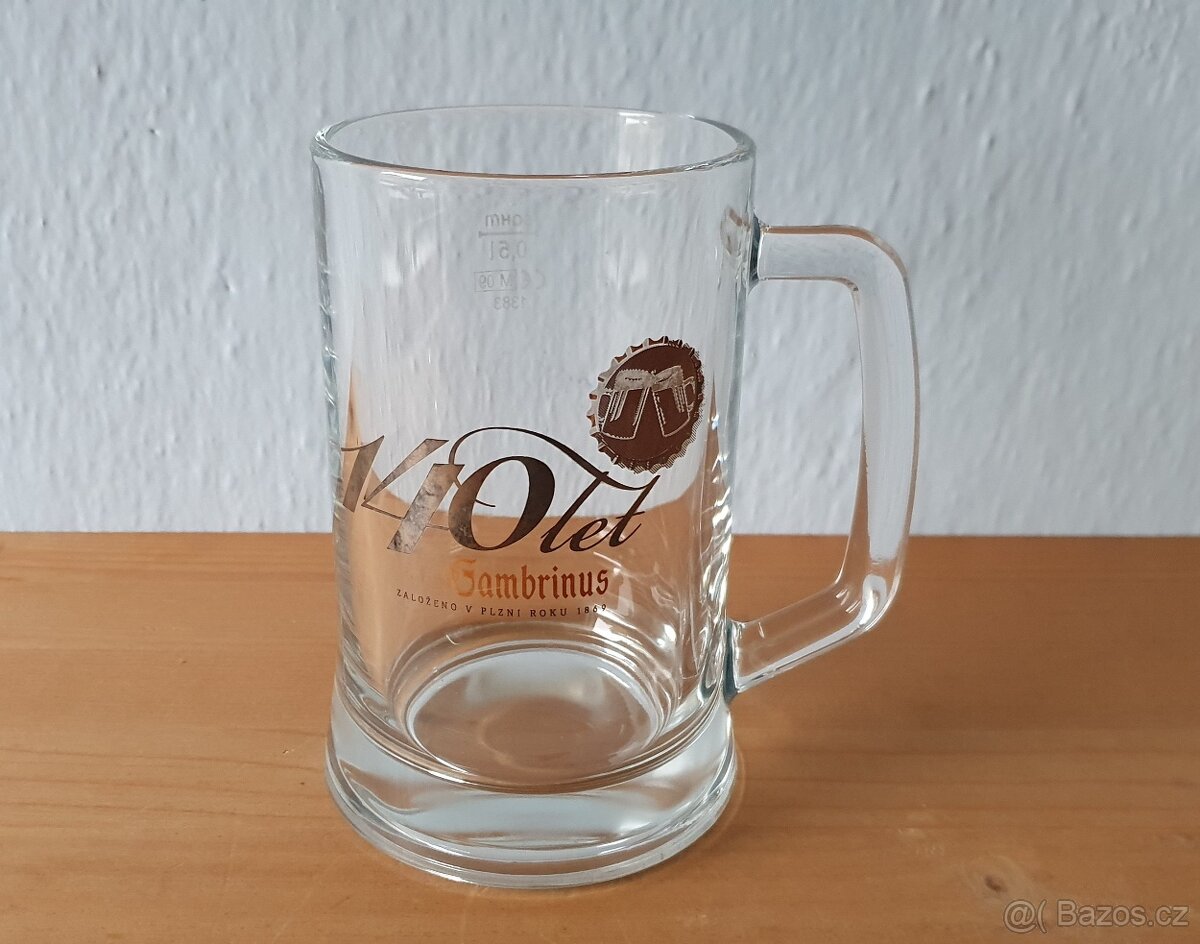 140 let Gambrinus skleněný pulitr (0,5L)