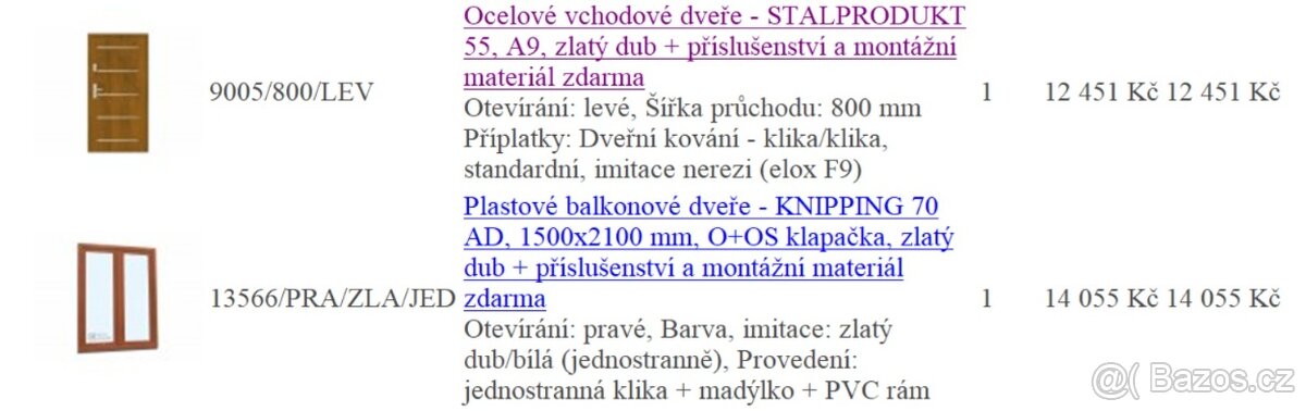 Okna, dveře, sítě do oken