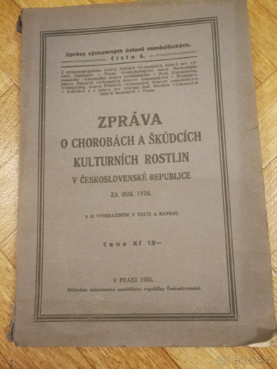 Kniha Zpráva o chorobách rostlin, 1925