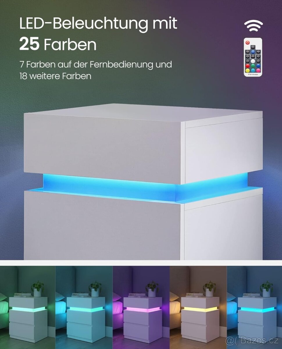 NOVÉ NOČNÍ - ODKLÁDACÍ S LED OSVETLENIM 25 DRUHŮ BAREV
