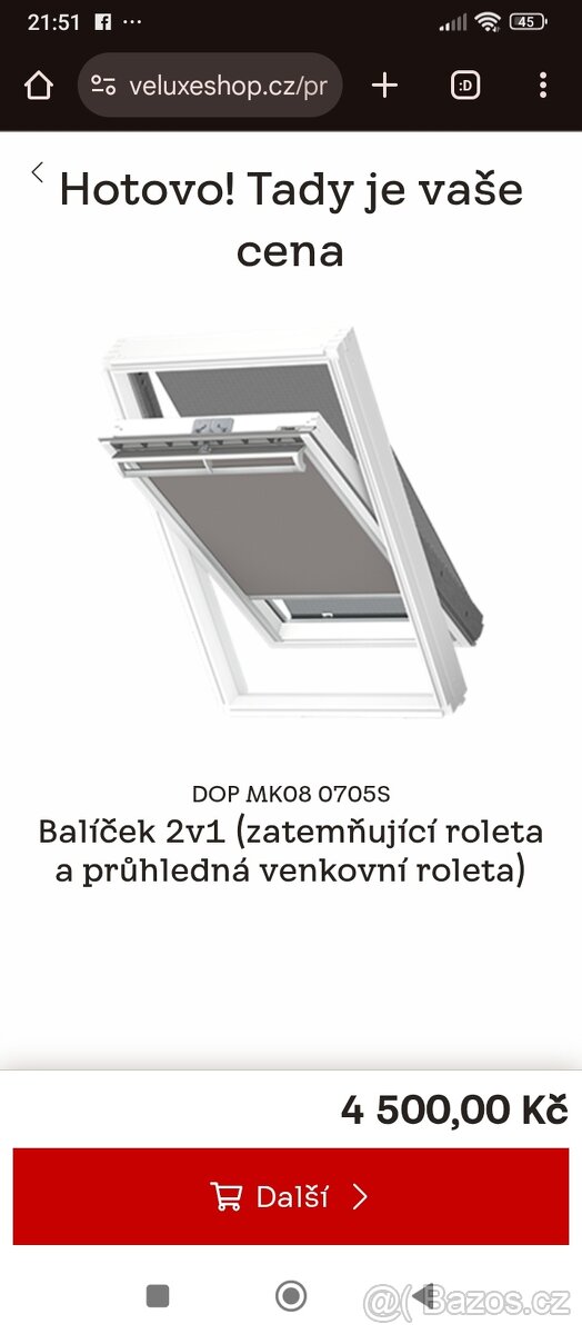 Roleta set na střešní okna Velux