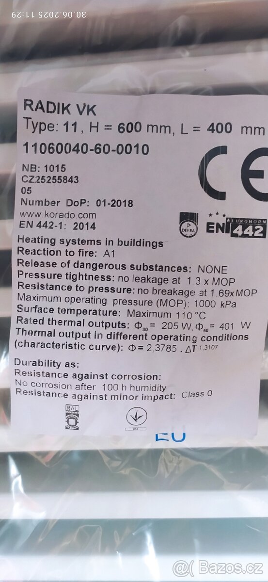 Prodám nový deskový radiátor