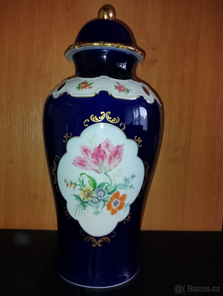 Váza z kobaltu / dóza s víkem velká