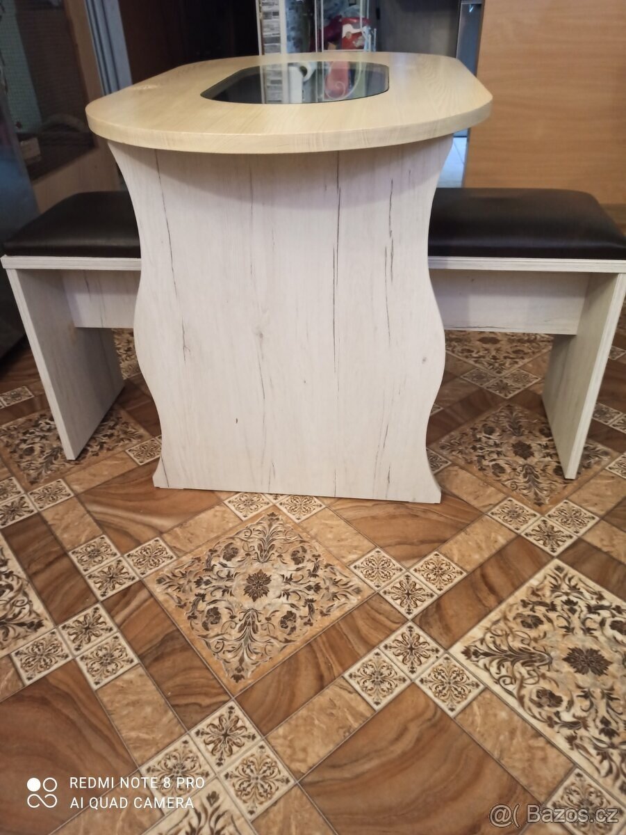 🎄Vánoční Výprodej🎄Konferenční stůl s Taburety z masívu.