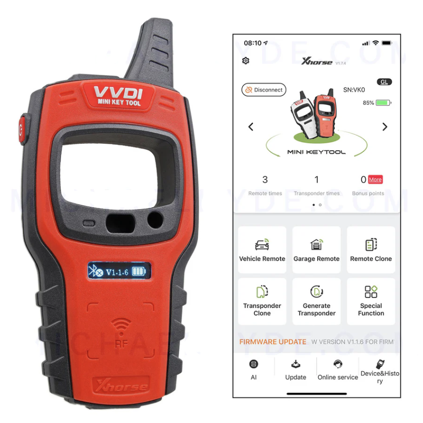 Xhorse keytool mini , generování auto klíčů