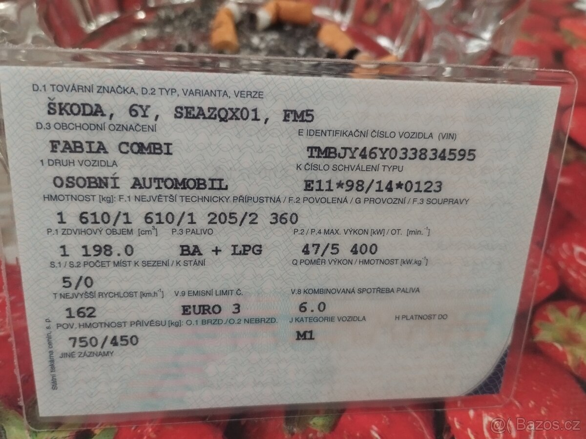 Prodám škoda fabia 1'2'47'kw LPG