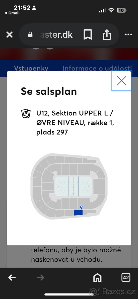 Vstupenka MS Hokeji Dansko