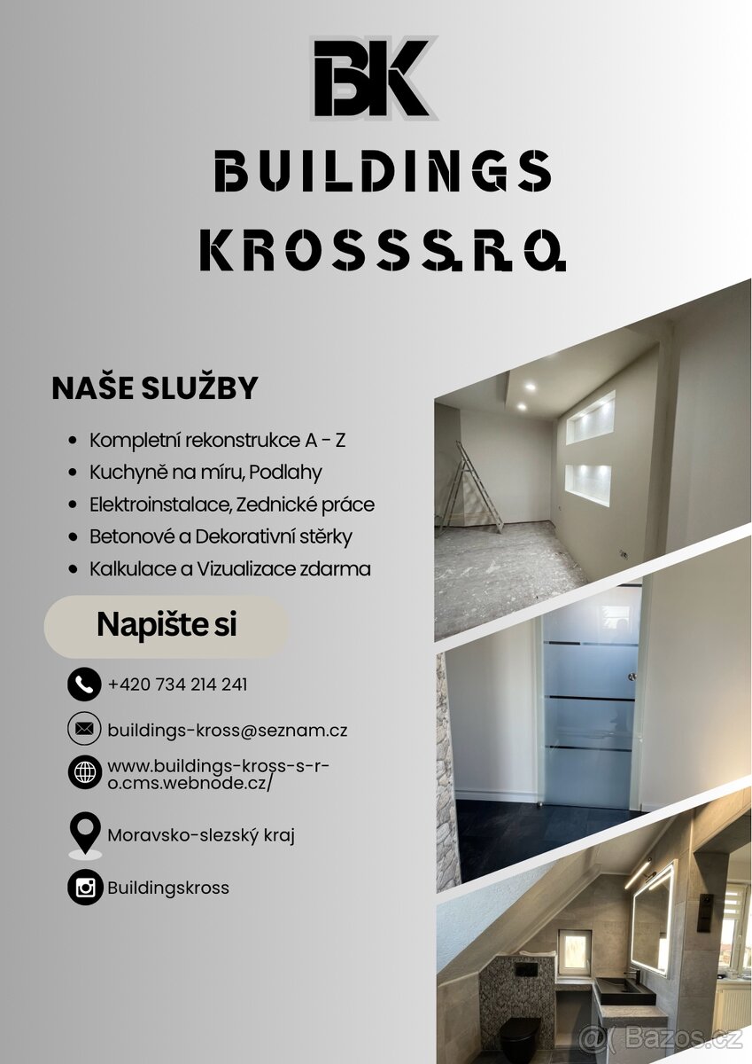 Rekonstrukce, stěrky, kuchyně – Morava a okolí