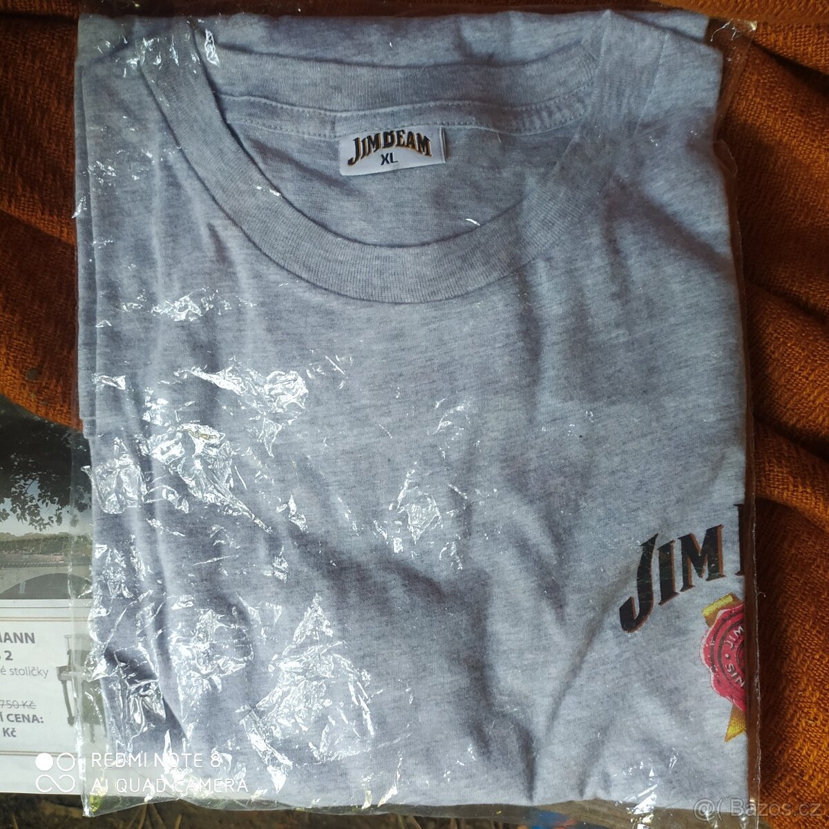Nové triko šedé Jim Beam na prsou (znak), XL
