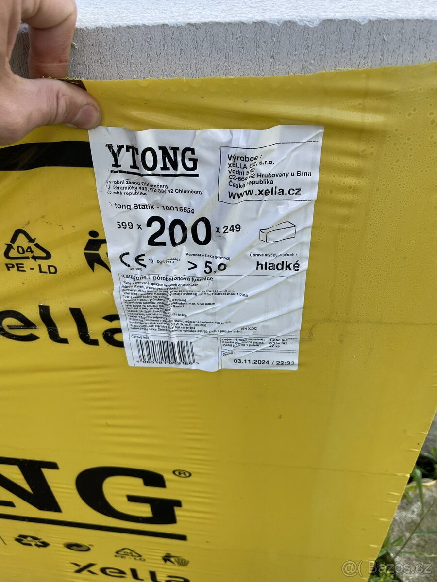Tvárnice Ytong Statik 200 P4-550 HL 200×599×249 mm