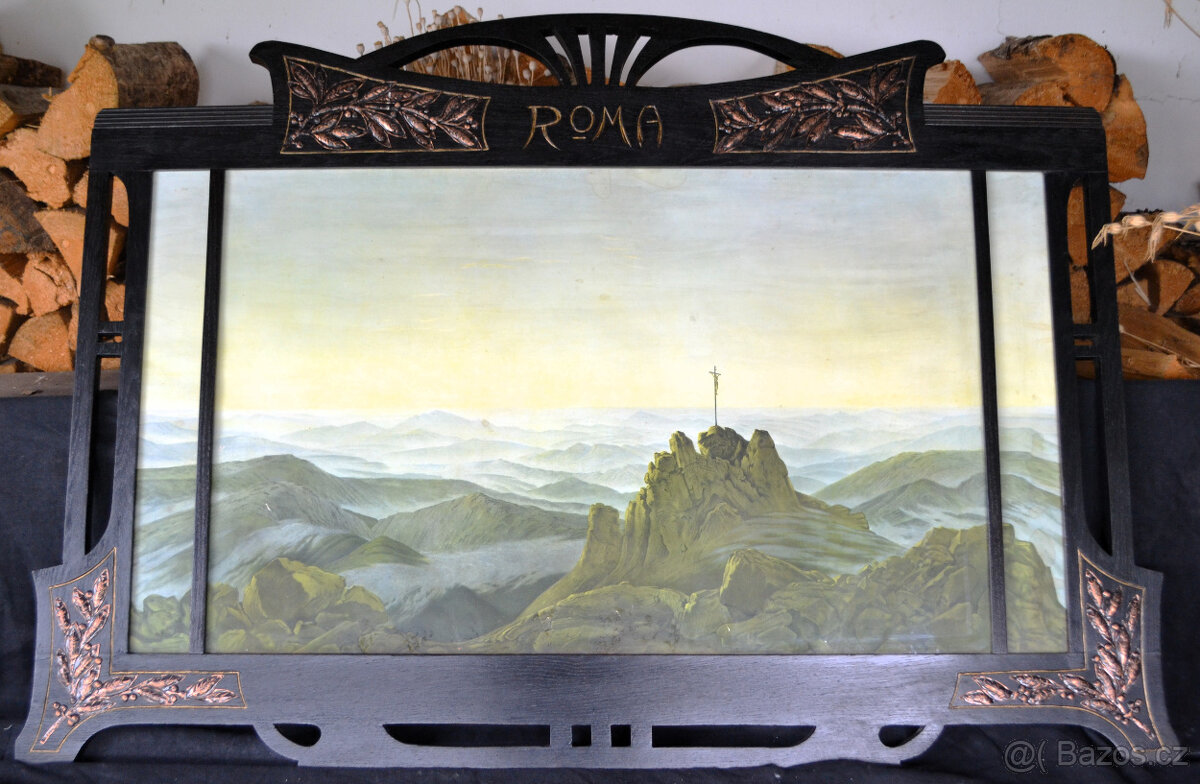 Secesní obrovský rám, reprodukce C. D.Friedrich