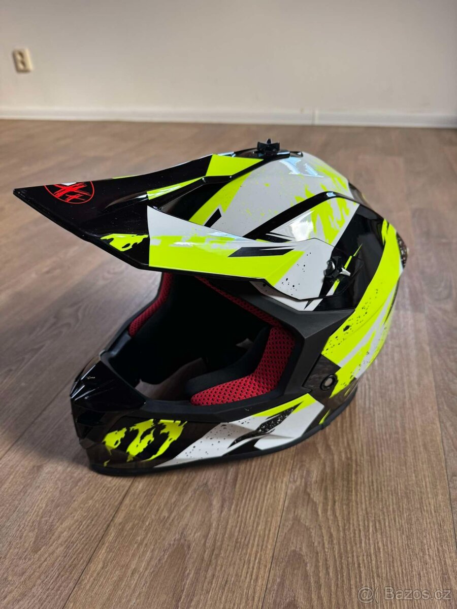 Motokrosová helma černozelená reflex