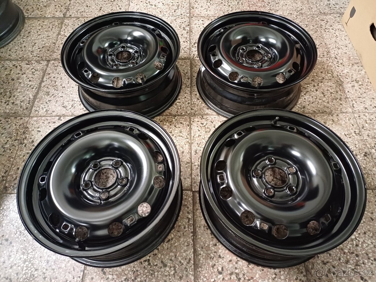 Plechové disky 5x100, ET38, R15 Škoda, Audi, VW, Seat