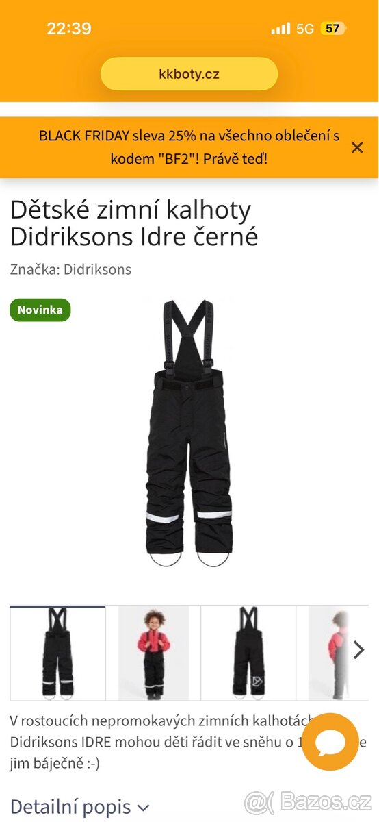 Dětské zimní kalhoty Didriksons Idre černé vel. 80