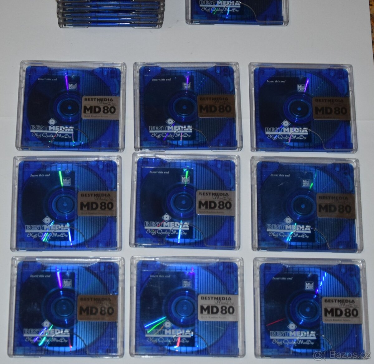 MD minidisc BESTMEDIA 80min., super stav, s obaly, sada 9ks