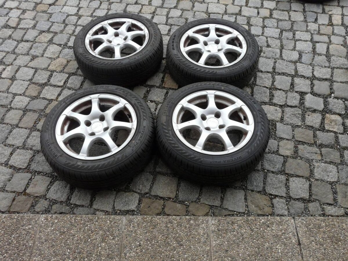 ALU KOLA + LETNÍ PNEU 195/55R15 PEUGEOT CITROEN