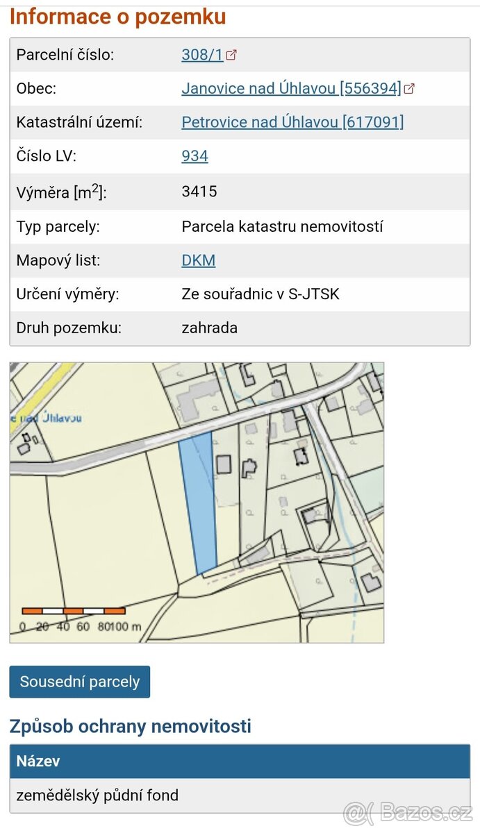 Prodej pozemku v Petrovicích nad Úhlavou