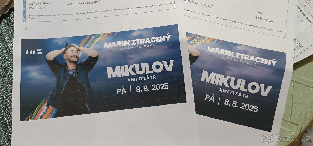 Vstupenky 2 ks Marek Ztracený 8.8.2025