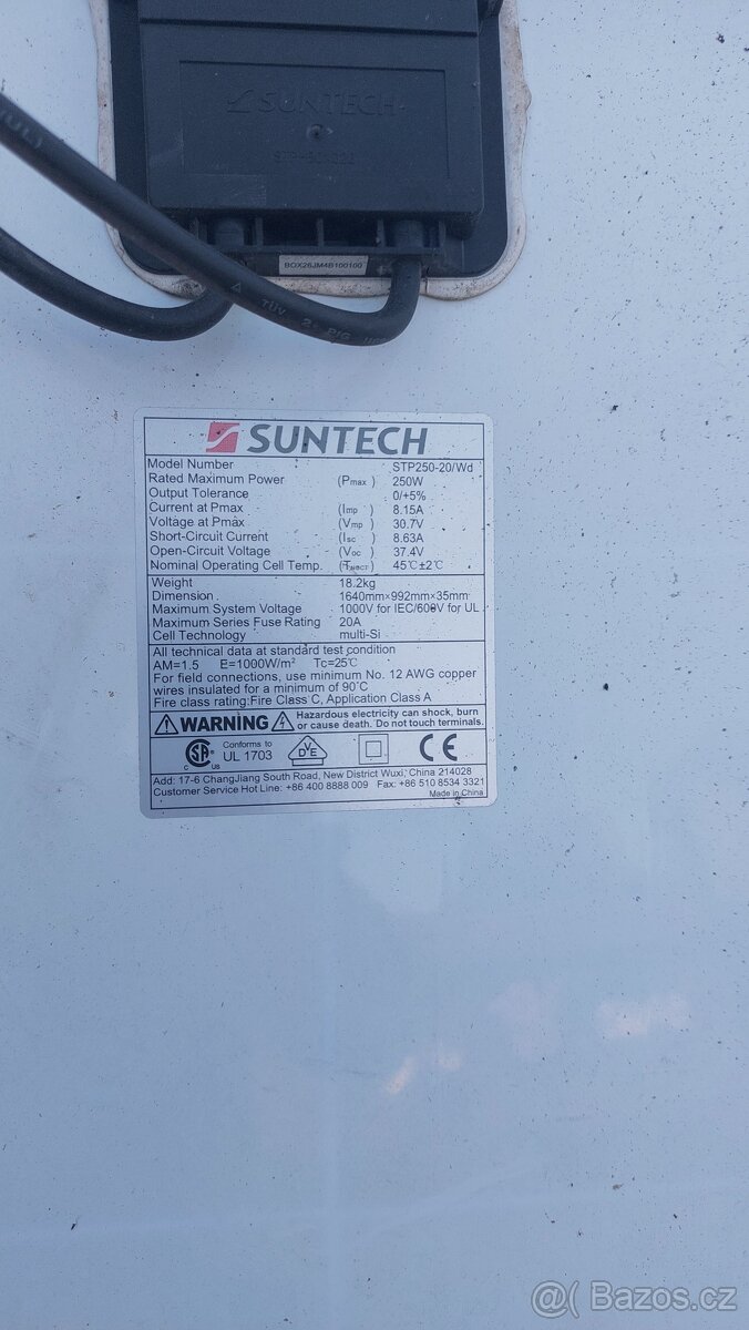 Fotovoltaické panely Suntech 250Wp