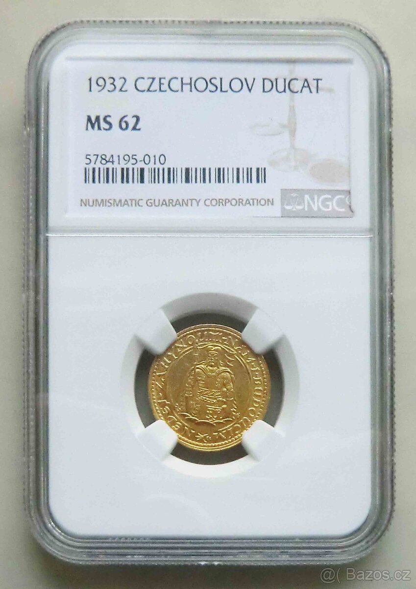 Svatováclavský dukát 1932, certifikace NGC MS 62