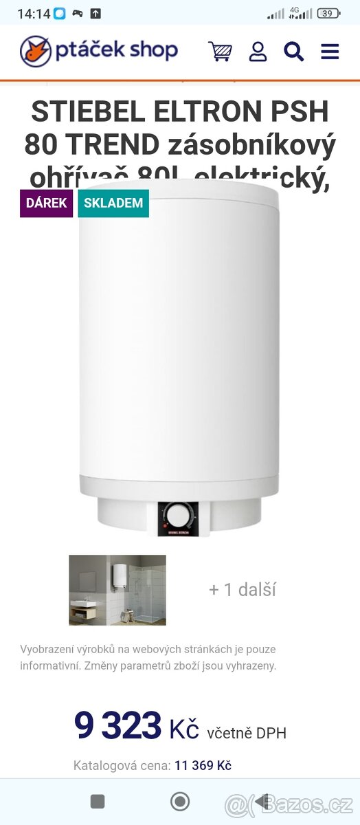 Novy elektricky bojler 80 L