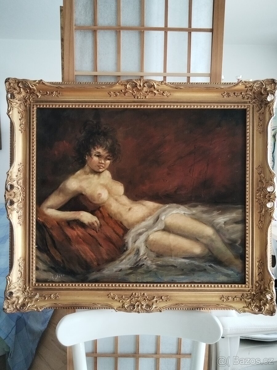 obraz DÍVENKA, akt, olej, Karel V. Skála