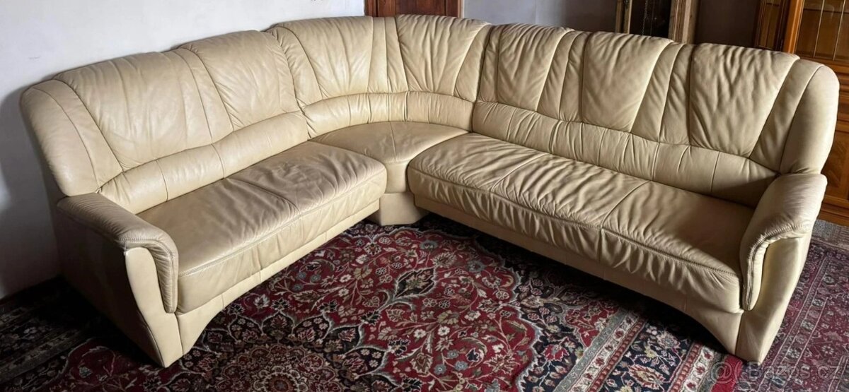 Rohová kožená sedací souprava, 3311