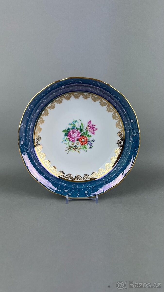 Kerapo – Miska na polévku Ofelie, ⌀ 19 cm, dekor Modrý listr