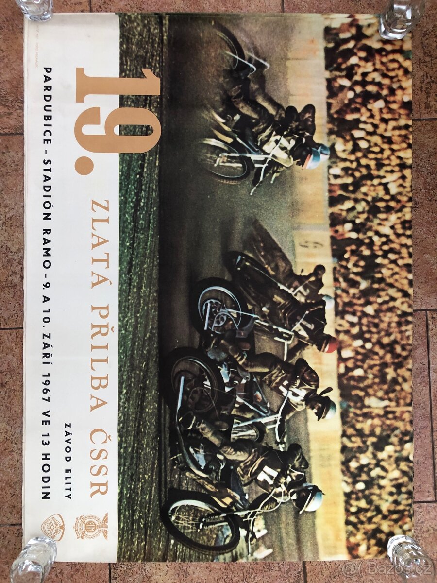 PLAKAT ZLATÁ PŘILBA PARDUBICE 1967, Jawa,ČZ,ESO,